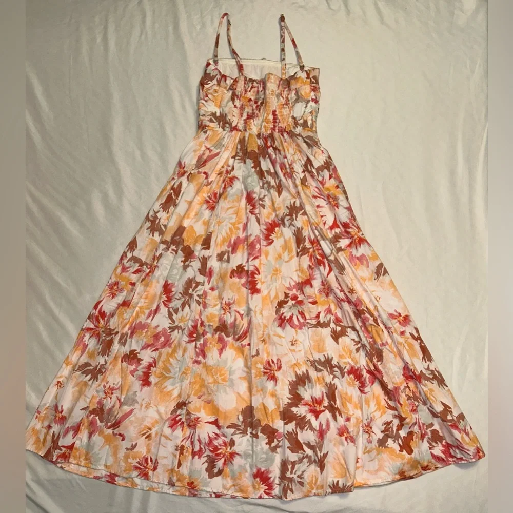 Abercrombie & Fitch Floral Emerson Poplin Midi Dress PETITE - Picture 3 of 4